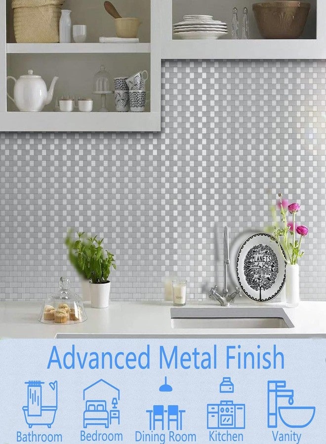 Matiko Peel and Stick Backsplash Subway Tile Stick on Kitchen Bathroom Fireplace Metal in Brushed Silver (30x30 CM) (10pcs) - Image 4